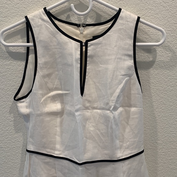 NWT J.Crew Herringbone Linen Dress White Navy 2 - Picture 2 of 9